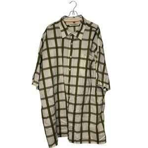 Enyce Men's Shirt Vintage Y2K Streetwear Check Button- Up Oversized Beige 4XL